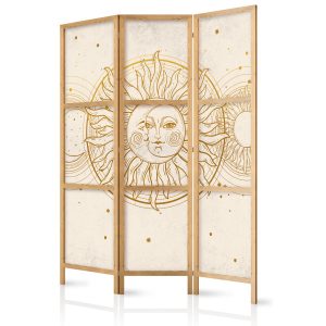 Parawan Japoński 3-panelowy Złote Słońce I Księżyc 135x172cm 1094576 Parawan Japoński 3-panelowy Złote Słońce I Księżyc 135x172cm 1094576