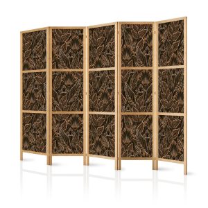 Parawan Japoński 5-panelowy Brązowe Botaniczne Wzory 225x172cm 1095002 Parawan Japoński 5-panelowy Brązowe Botaniczne Wzory 225x172cm 1095002