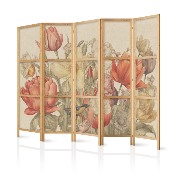 Parawan Japoński 5-panelowy Bukiet Z Tulipanami 225x172cm 1094264