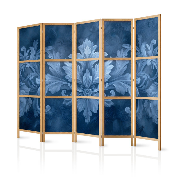Parawan Japoński 5-panelowy Ciemnoniebieska Dekoracja 225x172cm 1094250