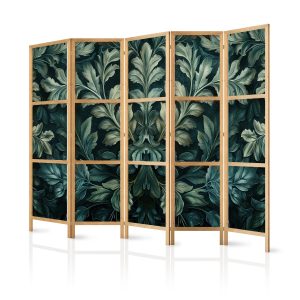 Parawan Japoński 5-panelowy Ciemnozielone Wiktoriańskie Liście 225x172cm 1095521 Parawan Japoński 5-panelowy Ciemnozielone Wiktoriańskie Liście 225x172cm 1095521