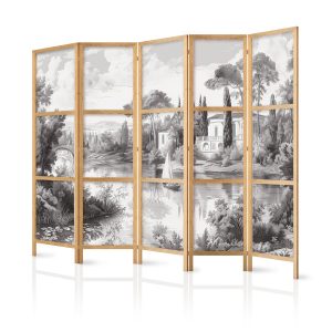 Parawan Japoński 5-panelowy Czarno-Biały Pejzaż 225x172cm 1095831 Parawan Japoński 5-panelowy Czarno-Biały Pejzaż 225x172cm 1095831