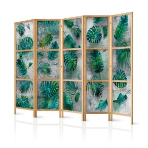 Parawan Japoński 5-panelowy Liście Na Betonie 225x172cm 1095798 Parawan Japoński 5-panelowy Liście Na Betonie 225x172cm 1095798