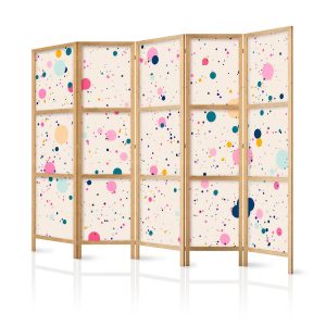 Parawan Japoński 5-panelowy Plamki I Kleksy 225x172cm 1095526
