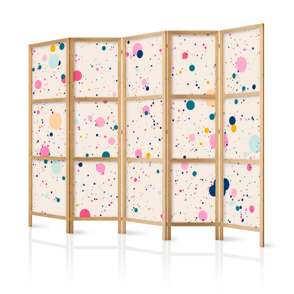 Parawan Japoński 5-panelowy Plamki I Kleksy 225x172cm 1095526