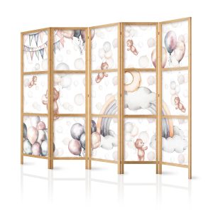 Parawan Japoński 5-panelowy Pluszowe Misie Z Balonikami 225x172cm 1095231