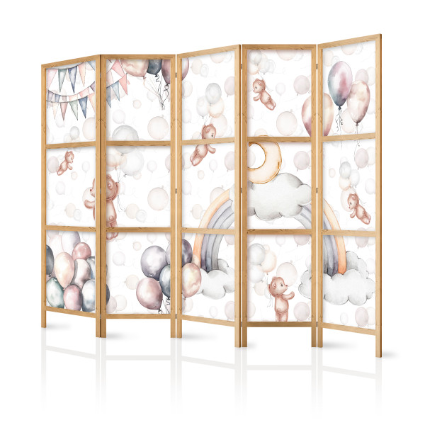 Parawan Japoński 5-panelowy Pluszowe Misie Z Balonikami 225x172cm 1095231
