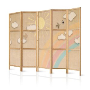 Parawan Japoński 5-panelowy Wakacyjne Niebo 225x172cm 1095543 Parawan Japoński 5-panelowy Wakacyjne Niebo 225x172cm 1095543