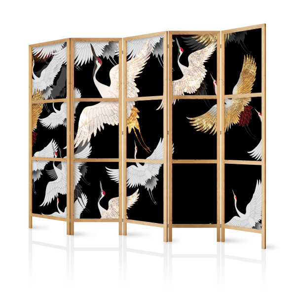 Parawan Japoński 5-panelowy Żurawie Nocą 225x172cm 1095292