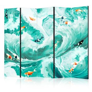 Parawan Jednostronny Rybki Koi Wśród Fal 225x172cm 1095623