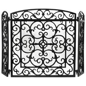 Parawan kominkowy żeliwny czarny 59×61 cm dekoracyjny 948802 Parawan kominkowy żeliwny czarny 59×61 cm dekoracyjny 948802