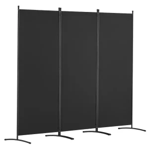 Parawan pokojowy 3-panelowy 228x184cm składany tkanina wolnostojący czarny 932593 Parawan pokojowy 3-panelowy 228x184cm składany tkanina wolnostojący czarny 932593