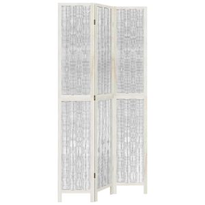 Parawan pokojowy 3-panelowy biały lite drewno paulowni 806174 Parawan pokojowy 3-panelowy biały lite drewno paulowni 806174