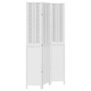 Parawan pokojowy 3-panelowy biały lite drewno paulowni 808346 Parawan pokojowy 3-panelowy biały lite drewno paulowni 808346