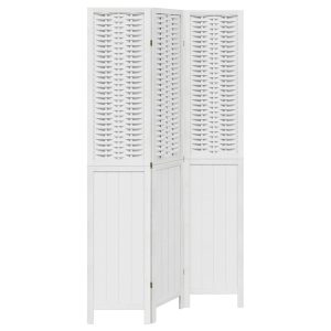 Parawan pokojowy 3-panelowy biały lite drewno paulowni 808398 Parawan pokojowy 3-panelowy biały lite drewno paulowni 808398