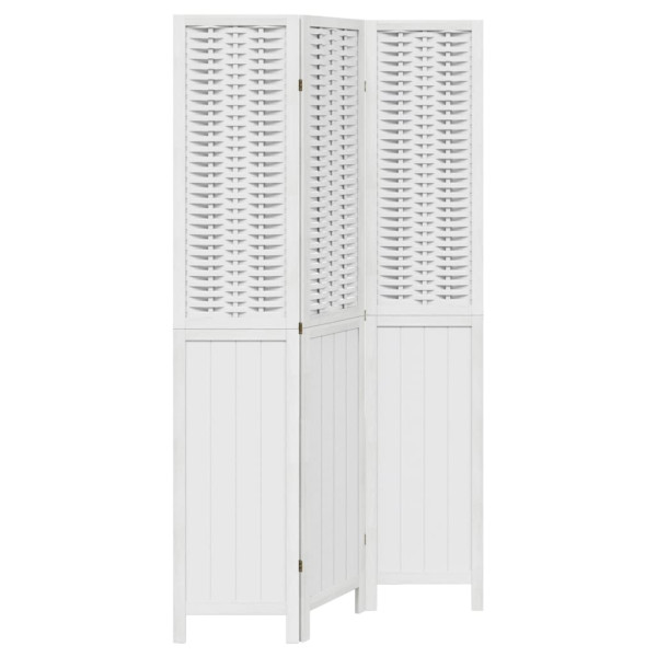 Parawan pokojowy 3-panelowy biały lite drewno paulowni 808398