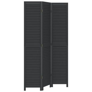 Parawan pokojowy 3-panelowy czarny lite drewno paulowni 805958 Parawan pokojowy 3-panelowy czarny lite drewno paulowni 805958