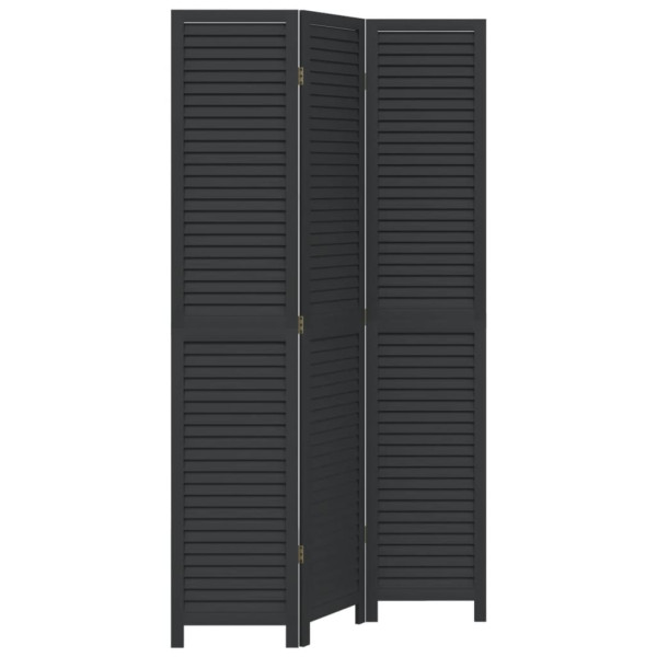 Parawan pokojowy 3-panelowy czarny lite drewno paulowni 805958