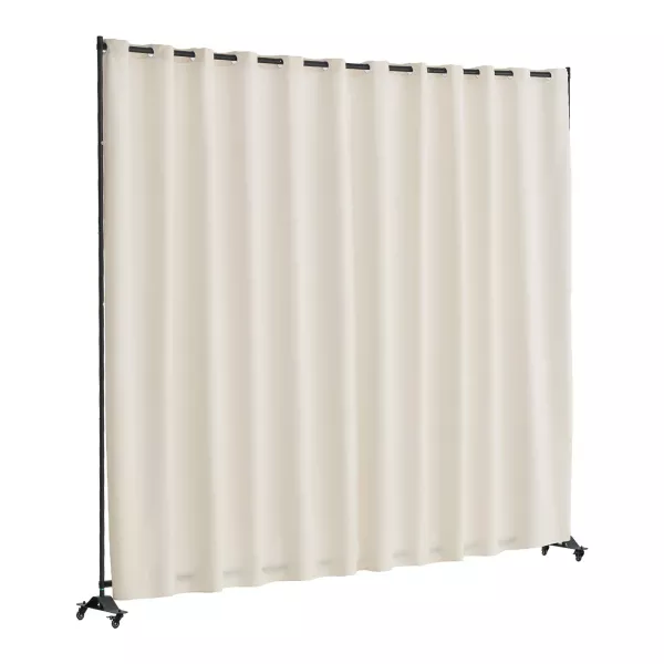 Parawan pokojowy 308x245cm na kółkach składany wolnostojący beżowy 932597