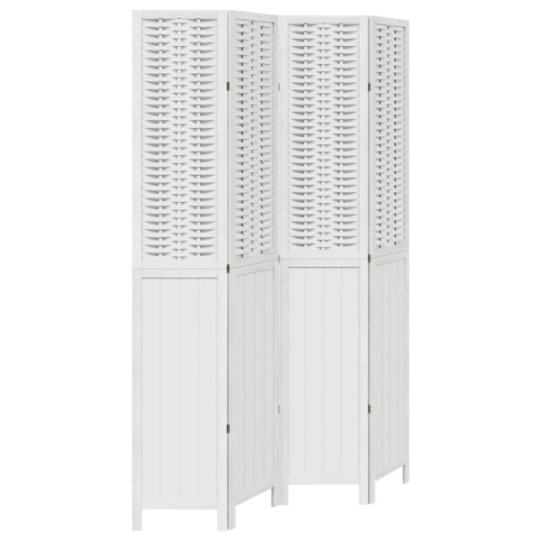 Parawan pokojowy 4-panelowy biały lite drewno paulowni 808333