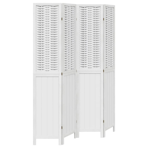 Parawan pokojowy 4-panelowy biały lite drewno paulowni 808503
