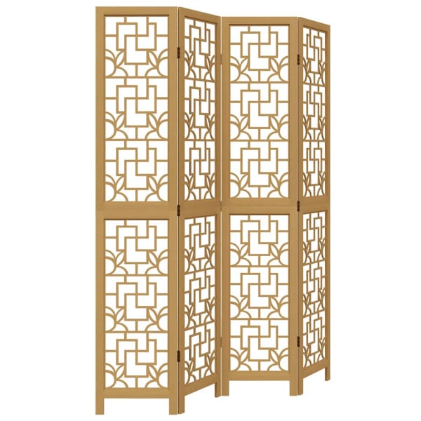 Parawan pokojowy 4-panelowy brązowy lite drewno paulowni 805973