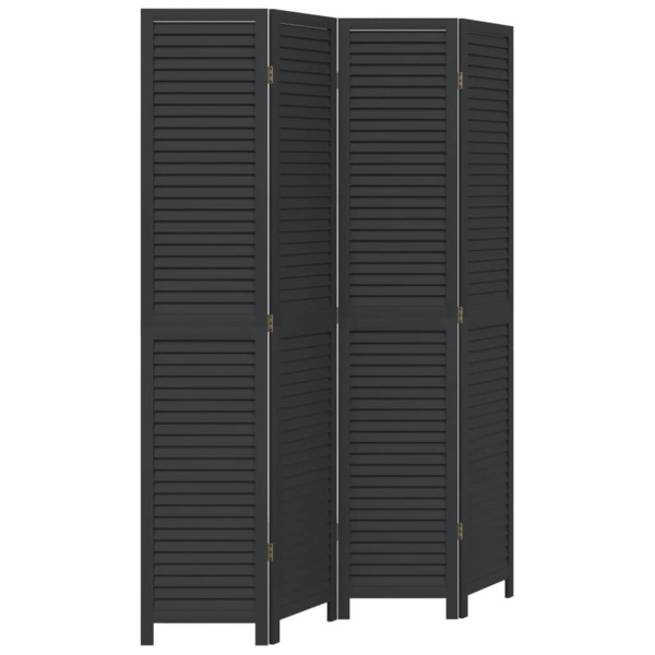 Parawan pokojowy 4-panelowy czarny lite drewno paulowni 806039