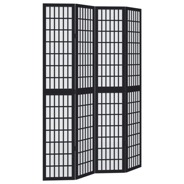 Parawan pokojowy 4-panelowy czarny lite drewno paulowni 806062