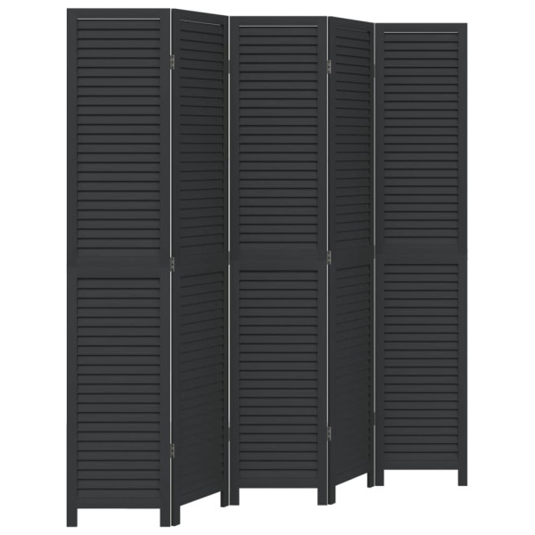 Parawan pokojowy 5-panelowy czarny lite drewno paulowni 805971