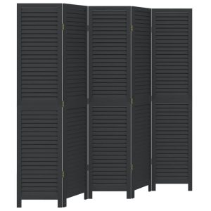 Parawan pokojowy 5-panelowy czarny lite drewno paulowni 805992 Parawan pokojowy 5-panelowy czarny lite drewno paulowni 805992