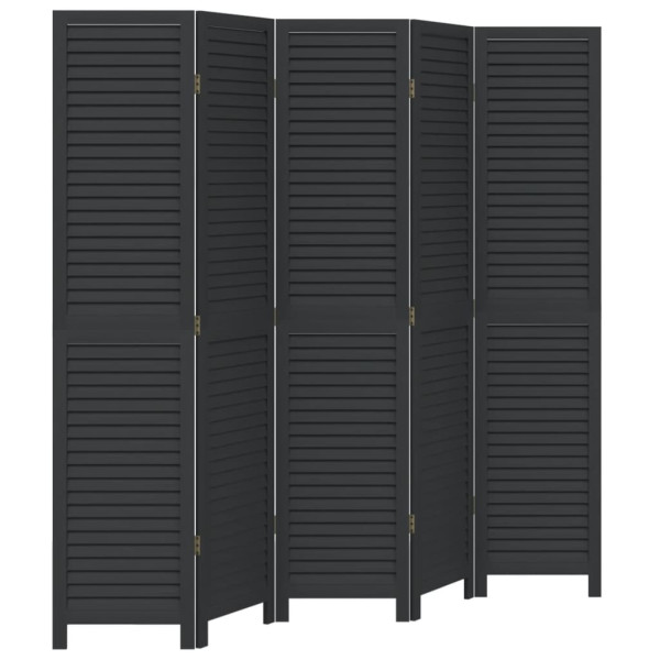Parawan pokojowy 5-panelowy czarny lite drewno paulowni 805992