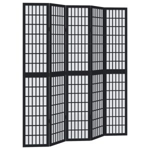 Parawan pokojowy 5-panelowy czarny lite drewno paulowni 805965 Parawan pokojowy 5-panelowy czarny lite drewno paulowni 805965