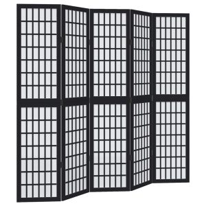 Parawan pokojowy 5-panelowy czarny lite drewno paulowni 806048 Parawan pokojowy 5-panelowy czarny lite drewno paulowni 806048