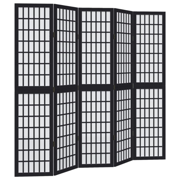 Parawan pokojowy 5-panelowy czarny lite drewno paulowni 806048