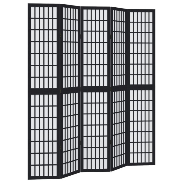 Parawan pokojowy 5-panelowy czarny lite drewno paulowni 805965