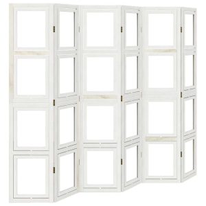 Parawan pokojowy 6-panelowy biały lite drewno paulowni 806169 Parawan pokojowy 6-panelowy biały lite drewno paulowni 806169