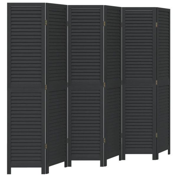 Parawan pokojowy 6-panelowy czarny lite drewno paulowni 805985