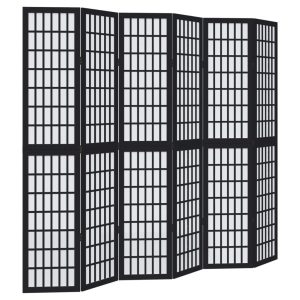 Parawan pokojowy 6-panelowy czarny lite drewno paulowni 806027 Parawan pokojowy 6-panelowy czarny lite drewno paulowni 806027