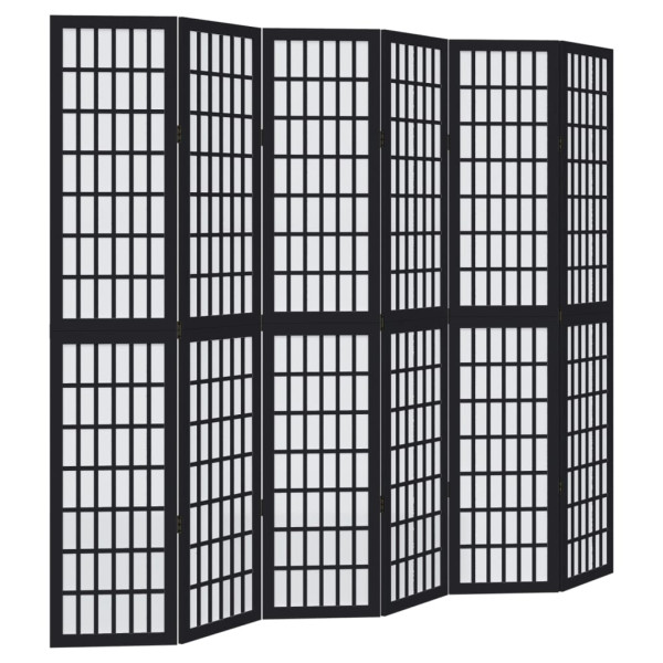Parawan pokojowy 6-panelowy czarny lite drewno paulowni 806027