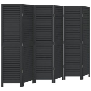 Parawan pokojowy 6-panelowy czarny lite drewno paulowni 805963 Parawan pokojowy 6-panelowy czarny lite drewno paulowni 805963