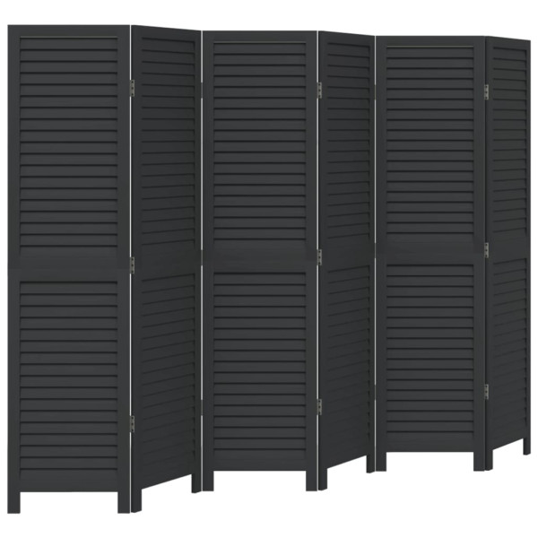 Parawan pokojowy 6-panelowy czarny lite drewno paulowni 805963