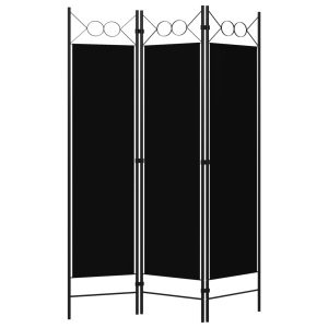 Parawan Pokojowy Czarny Parawan Dekoracyjny Przysłona 120 x 180 cm 807868