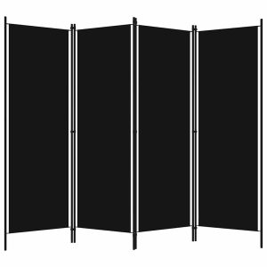 Parawan Pokojowy Czarny Parawan Dekoracyjny Przysłona 200 x 180 cm 808309
