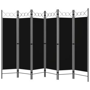 Parawan Pokojowy Czarny Parawan Dekoracyjny Przysłona 240 x 180 cm 807859