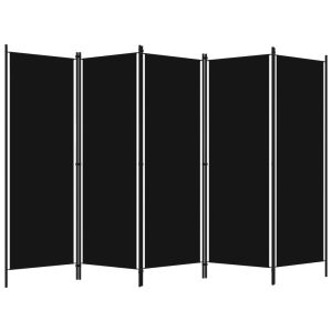 Parawan Pokojowy Czarny Parawan Dekoracyjny Przysłona 250 x 180 cm 808348