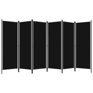 Parawan Pokojowy Czarny Parawan Dekoracyjny Przysłona 300 x 180 cm 808456