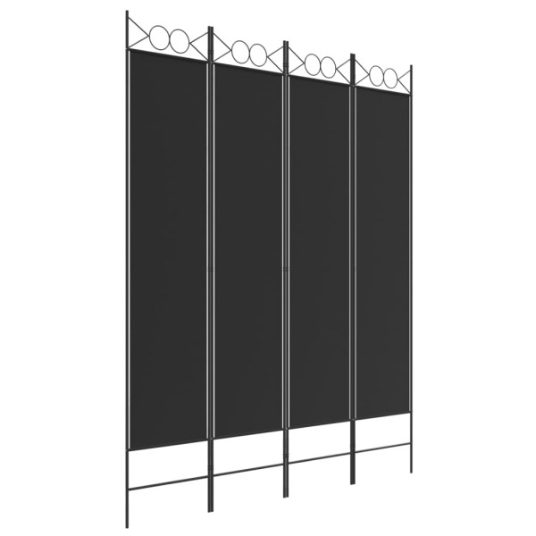 Parawan Pokojowy Dekoracyjny Przegroda Parawan Składany Czarny 160x200 cm 808441