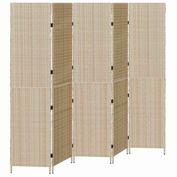 Parawan Pokojowy Składany Parawan Dekoracyjny Polirattan Beż 242 x 180 cm 808374