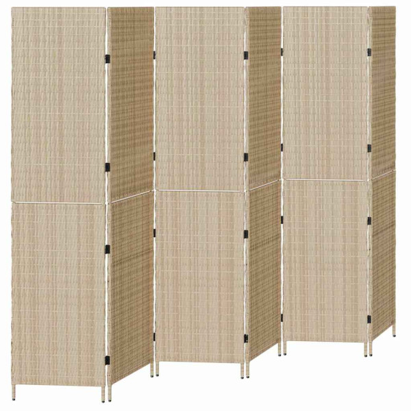 Parawan Pokojowy Składany Parawan Dekoracyjny Polirattan Beż 292 x 180 cm 808435