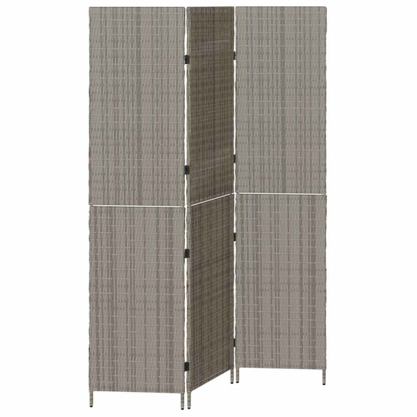 Parawan Pokojowy Składany Parawan Dekoracyjny Polirattan Szary 147 x 180 cm 808423